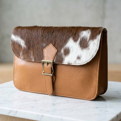 Cowhide Flip Crossbody Purse